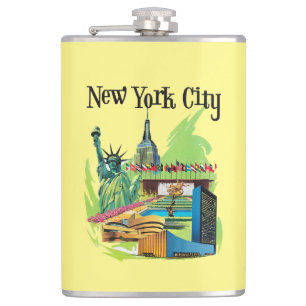 Vintage-Reise-Kunst New York City Freiheitsstatue Flachmann