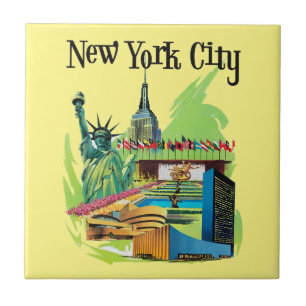 Vintage-Reise-Kunst New York City Freiheitsstatue Fliese