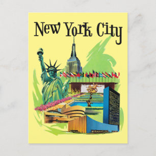 Vintage-Reise-Kunst New York City Freiheitsstatue Postkarte