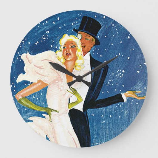 Vintage Reise, Liebe Romantik Winter in Monte Carl Große Wanduhr (Vorderseite)
