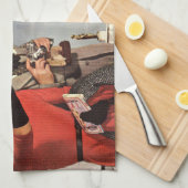 Vintage Reise - Liebhaber in Paris Geschirrtuch (Viertel Falte)