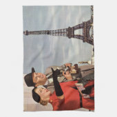 Vintage Reise - Liebhaber in Paris Geschirrtuch (Vertikal)