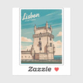 Vintage Reise Lissabon Portugal Retro Landschaftli Aufkleber (Blatt)