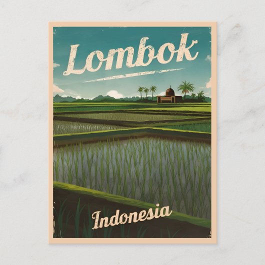 Vintage Reise Lombok Indonesien Retro Landschaftli Postkarte (Vorderseite)