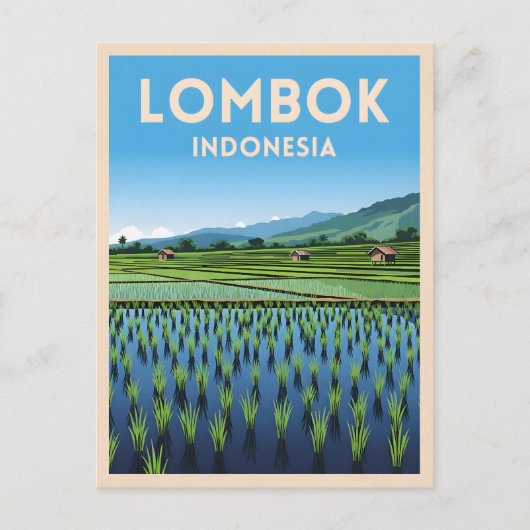 Vintage Reise Lombok Indonesien Retro Landschaftli Postkarte (Vorderseite)
