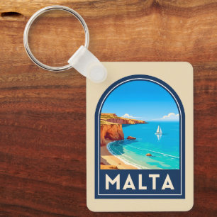 Vintage Reise Malta Küstenlandschaft Retro Schlüsselanhänger