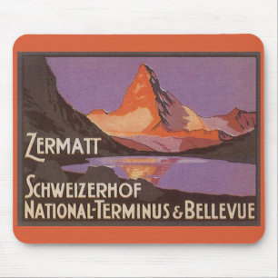 Vintage Reise, Matterhorn-Berg in der Schweiz Mousepad