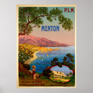Vintage Reise - Menton - Französische Riviera Post Poster