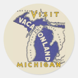 Vintage Reise - Michigan Vacationland Runder Aufkleber