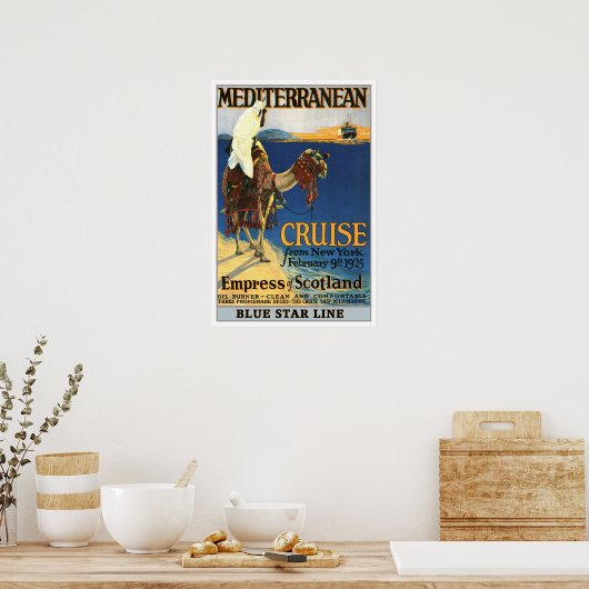 Vintage Reise, Mittelmeerkreuzfahrt Poster (Küche)