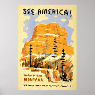 Vintage Reise Montanas Amerika Poster