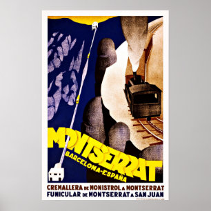 Vintage Reise Montserrats Barcelona Espana Poster