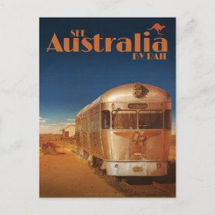 Vintage-Reise nach Australien mit der Bahn - Postk Postkarte