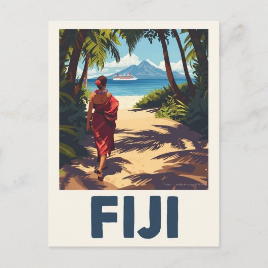 Vintage Reise nach Fiji Tropical Island Postkarte (Vorderseite)