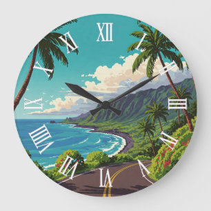 Vintage Reise nach Hana Maui Hawaii Reise Große Wanduhr