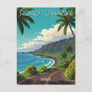 Vintage Reise nach Hana Maui Hawaii Reise Postkarte