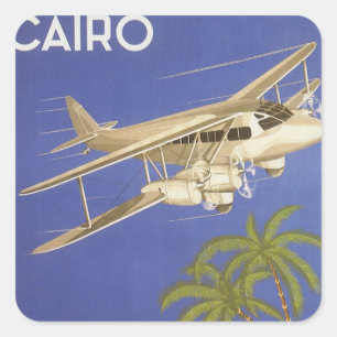 Vintage Reise nach Kairo, Ägypten, Flugzeug von Bi Quadratischer Aufkleber