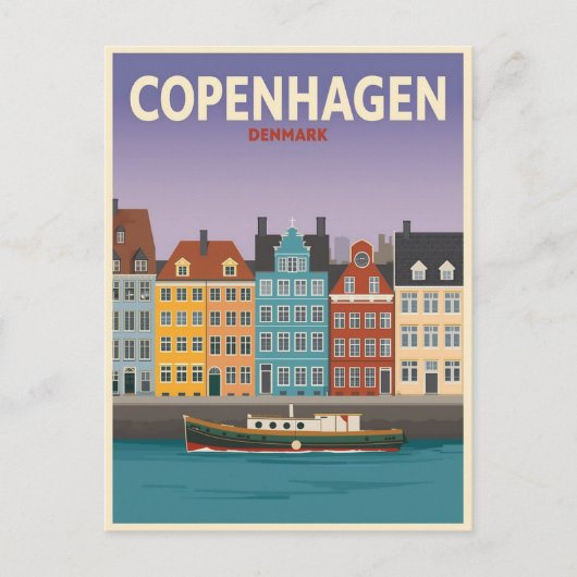 Vintage Reise nach Kopenhagen Postkarte (Vorderseite)