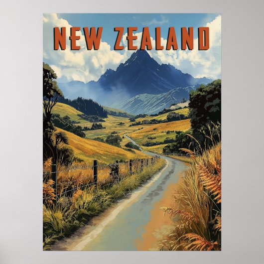 Vintage Reise nach Neuseeland Poster (Vorne)