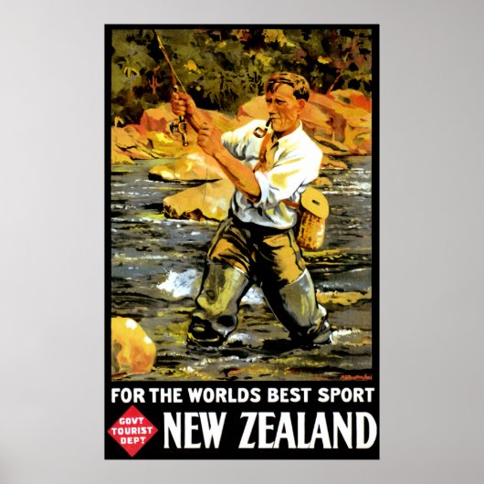 Vintage Reise nach Neuseeland Poster (Vorne)