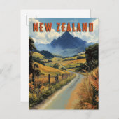 Vintage Reise nach Neuseeland Postkarte (Vorne/Hinten)