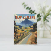Vintage Reise nach Neuseeland Postkarte (Stehend Vorderseite)