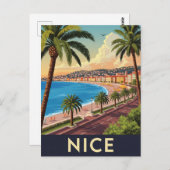 Vintage Reise nach Nizza Postkarte (Vorne/Hinten)