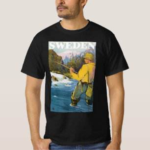 Vintage Reise nach Schweden, Fischerei Sportfische T-Shirt