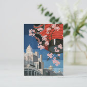 Vintage Reise nach Tokio Postkarte (Stehend Vorderseite)