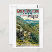 Vintage-Reise nach Wales Werbung Postkarte (Vorne/Hinten)