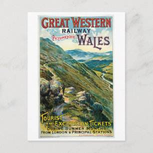 Vintage-Reise nach Wales Werbung Postkarte