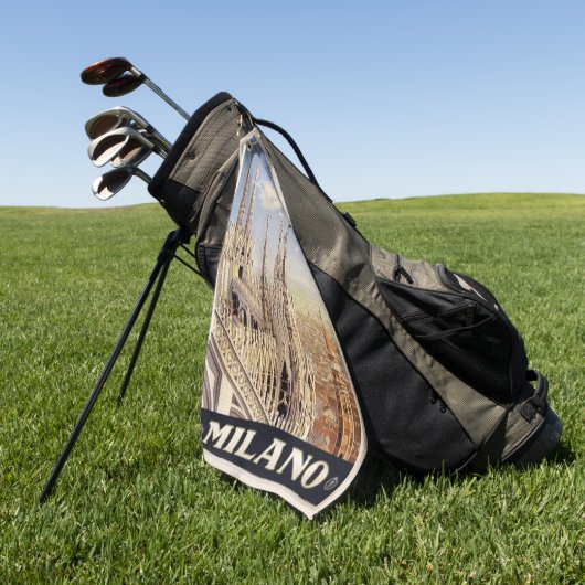 Vintage Reise Name-Mailands (Mailand) Golfhandtuch (Gras)