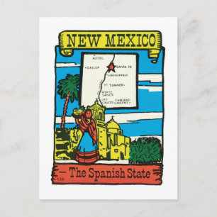 Vintage-Reise New Mexico NM-Staatsetikett Postkarte