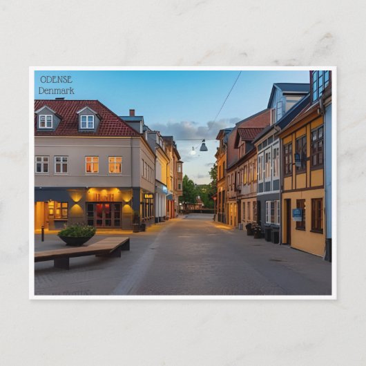 Vintage Reise Odense Dänemark Stadthäuser Postkarte (Vorderseite)
