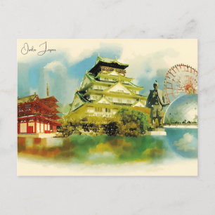 Vintage Reise Osaka Japan asiatische Stadt Geisha Postkarte