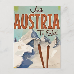 Vintage-Reise Österreich Winter-Skiort Kunst Postkarte