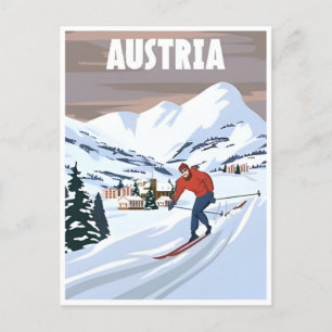 Vintage-Reise Österreich Winter-Skiort Kunst Postkarte