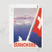 Vintage Reise-Plakate: See Zürich die Schweiz Postkarte (Vorne/Hinten)