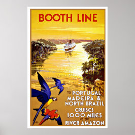 Vintage Reise Portugal nach Amazon durch Kreuzfahr Poster