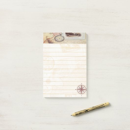 Vintage Reise Post-it Klebezettel (Auf Schreibtisch)