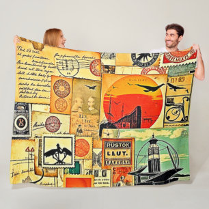 Vintage Reise Postkarte Kunst, Dichtung und Musik Fleecedecke