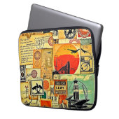 Vintage Reise Postkarte Kunst, Dichtung und Musik Laptopschutzhülle (Vorderseite Links)