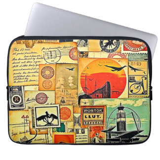 Vintage Reise Postkarte Kunst, Dichtung und Musik Laptopschutzhülle