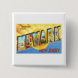 Vintage Reise-Postkarte Newarks New-Jersey NJ Button