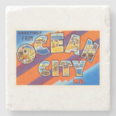 Vintage Reise-Postkarte Ozean-Stadt-Maryland MD Steinuntersetzer (Vorderseite)