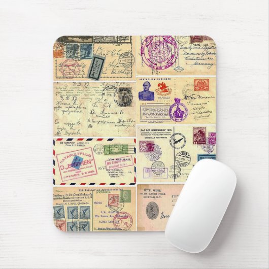 Vintage Reise-Postkarten Mousepad (Mit Mouse)