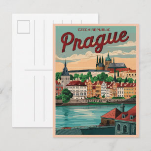 Vintage Reise prague Stadt tschechische Republik G Postkarte