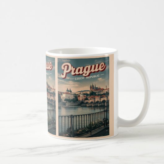 Vintage Reise prague tschechische Republik Geschen Kaffeetasse (Rechts)