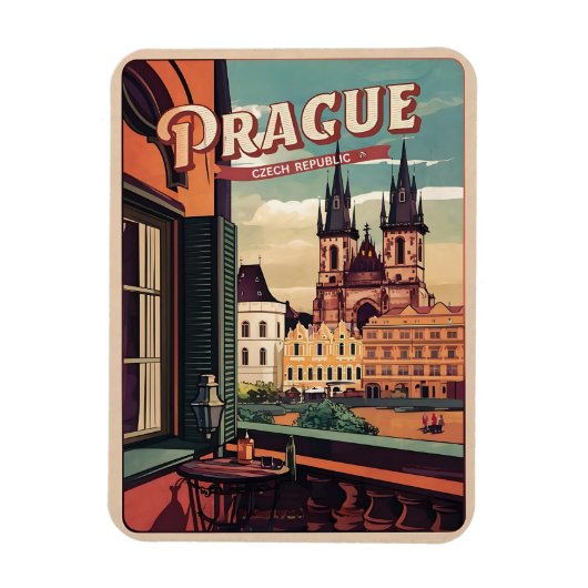 Vintage Reise prague tschechische Republik Geschen Magnet (Vertikal)