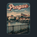 Vintage Reise prague tschechische Republik Geschen Magnet<br><div class="desc">Prag ist eine schöne Stadt in der Tschechischen Republik mit einer großen Burg, alten Gebäude und hübschen Brücken. Sie können viele lustige Dinge sehen, wie die Astronomische Uhr und die Karlsbrücke. Sie können coole Produkte mit Bildern von Prag machen, um sich an Ihren Besuch zu erinnern. Stellen Sie sich Postkarten,...</div>
